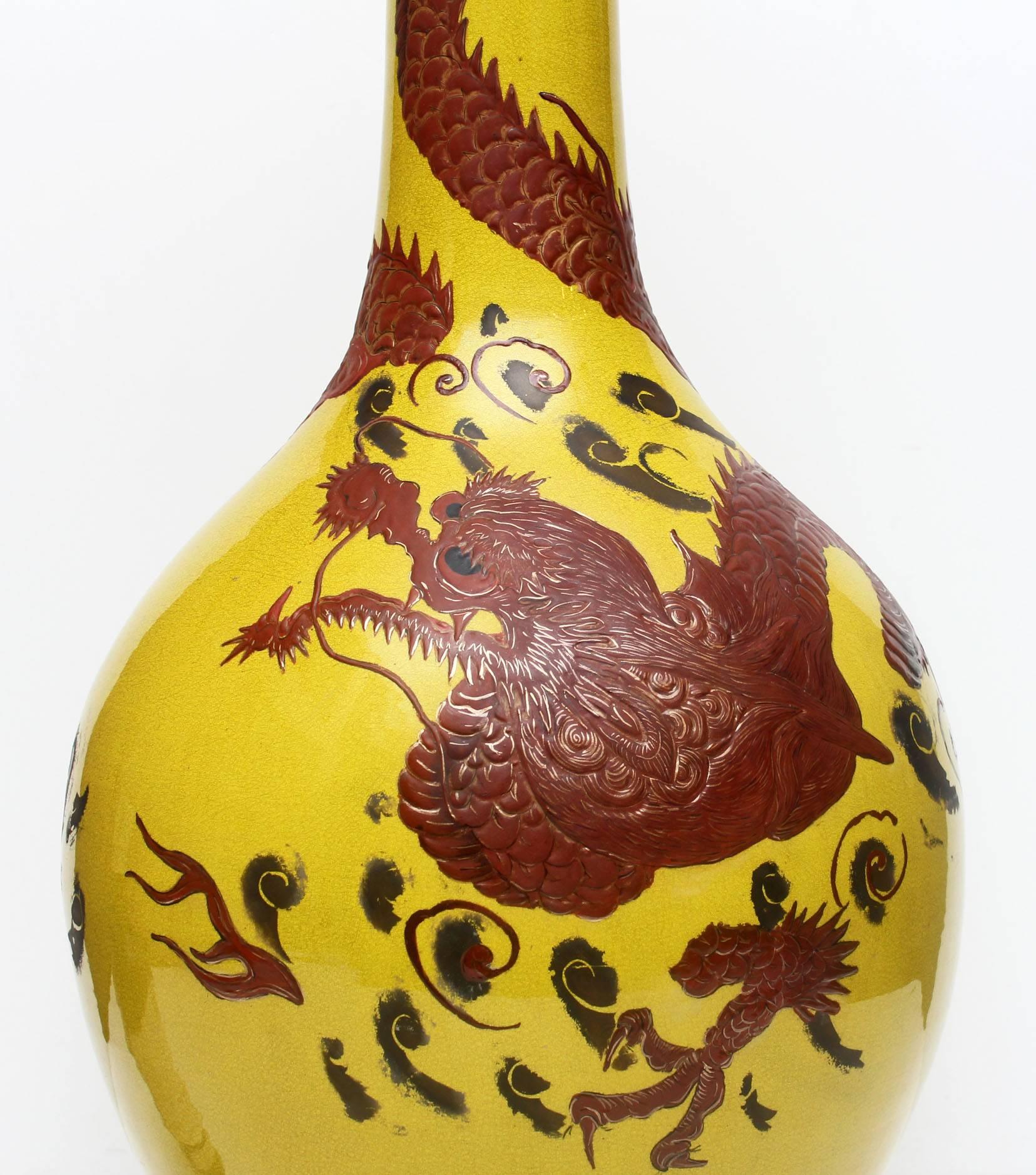 large yellow floor vase