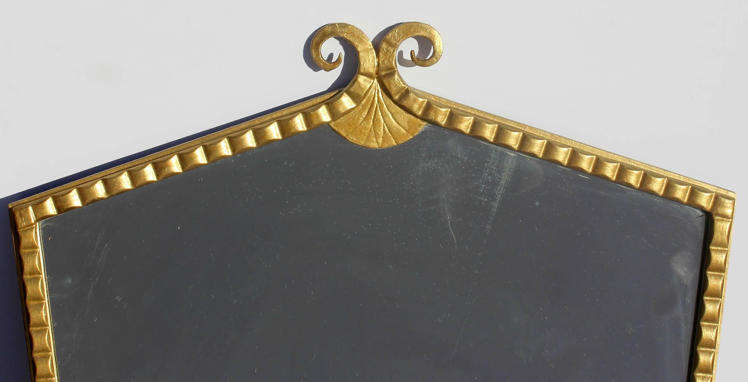 Art Deco gold gilt iron mirror.