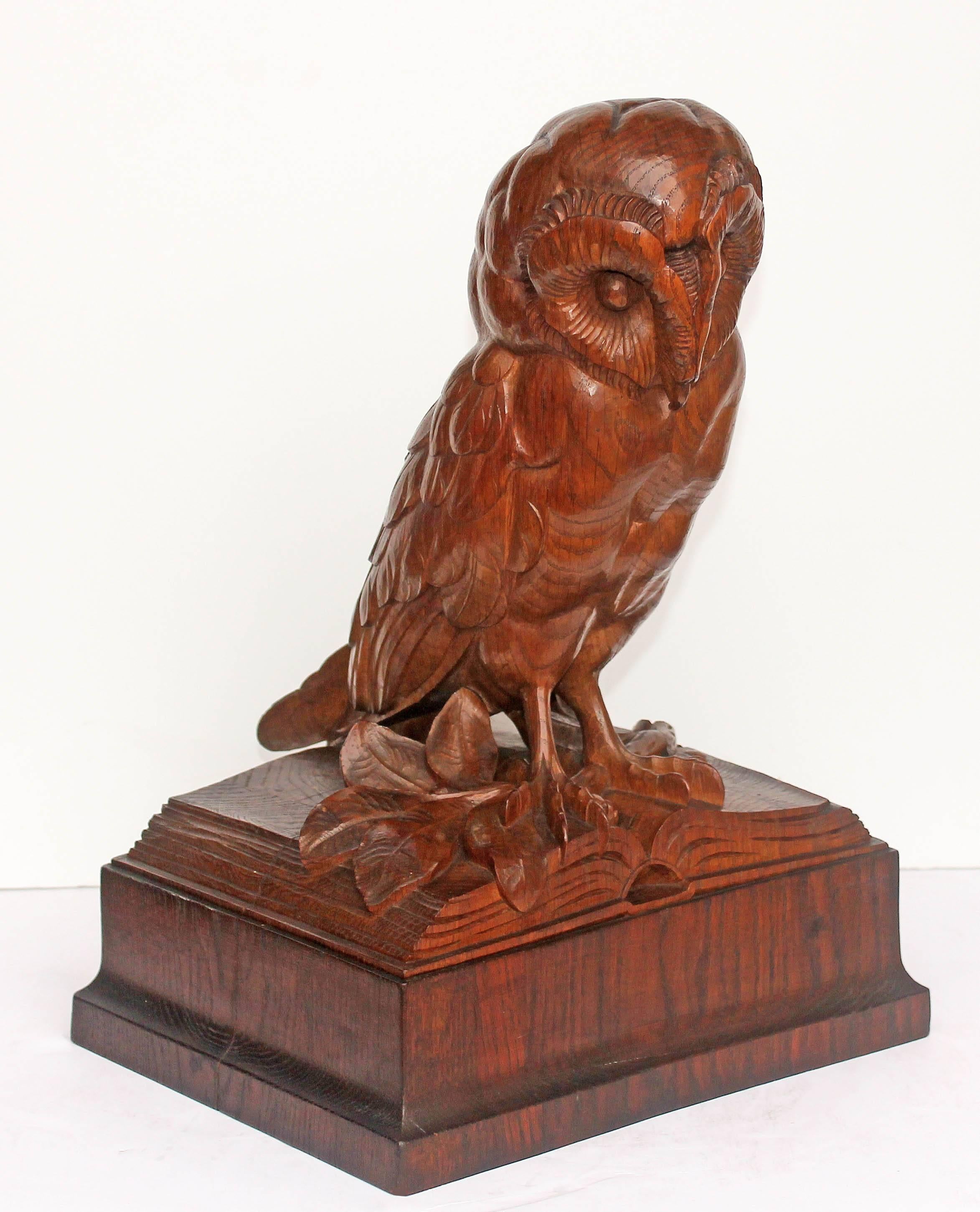 Carved oak library sculpture "Knowledge"  by American modernist  William Ehrich. An early work by the artist. Unsigned. This was the artists first sculture in wood. Provenance: illustrated on his son's website, "Ehrich.us"
