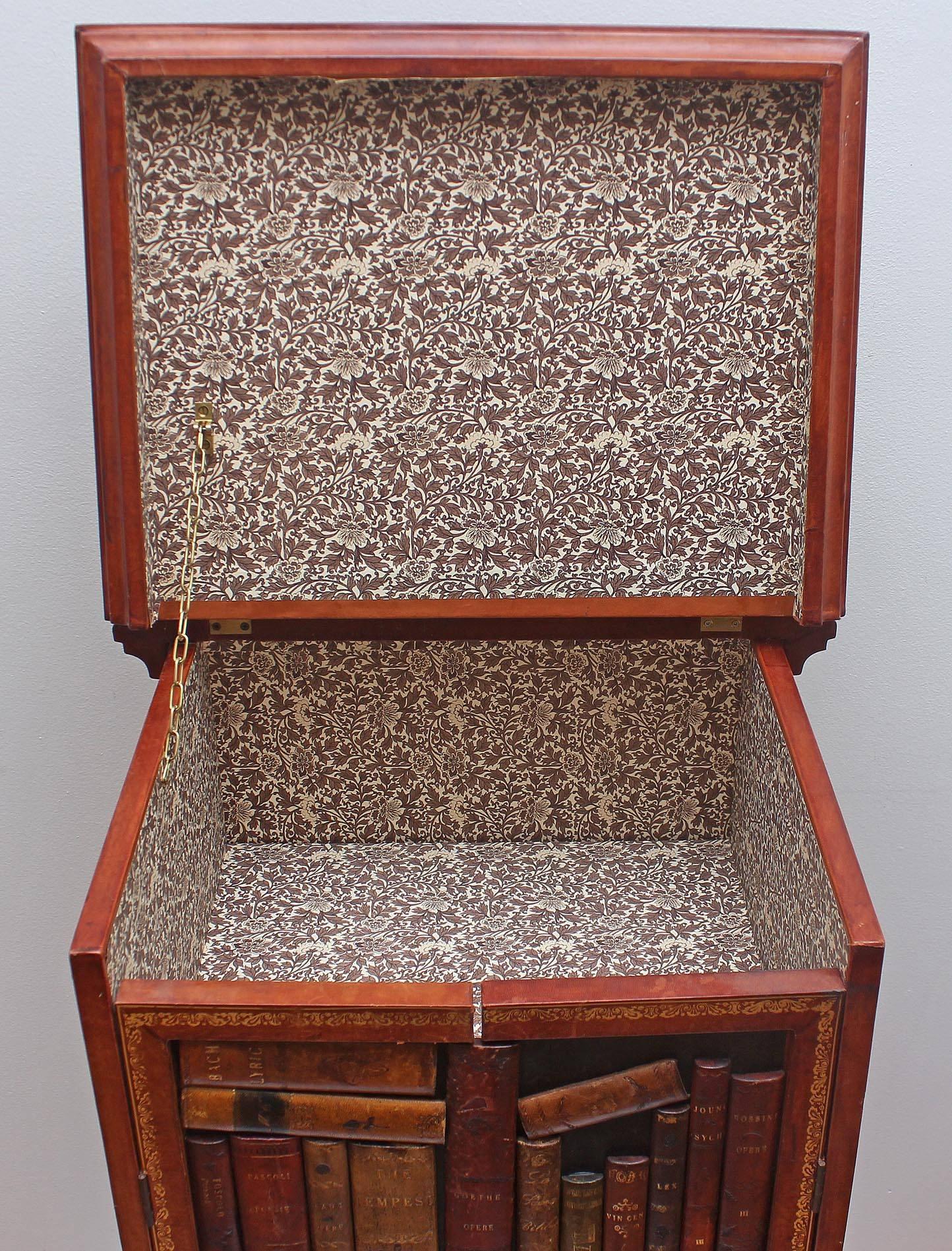 Mid-Century Modern Italian Faux Bookcase Front Liquor Cabinet