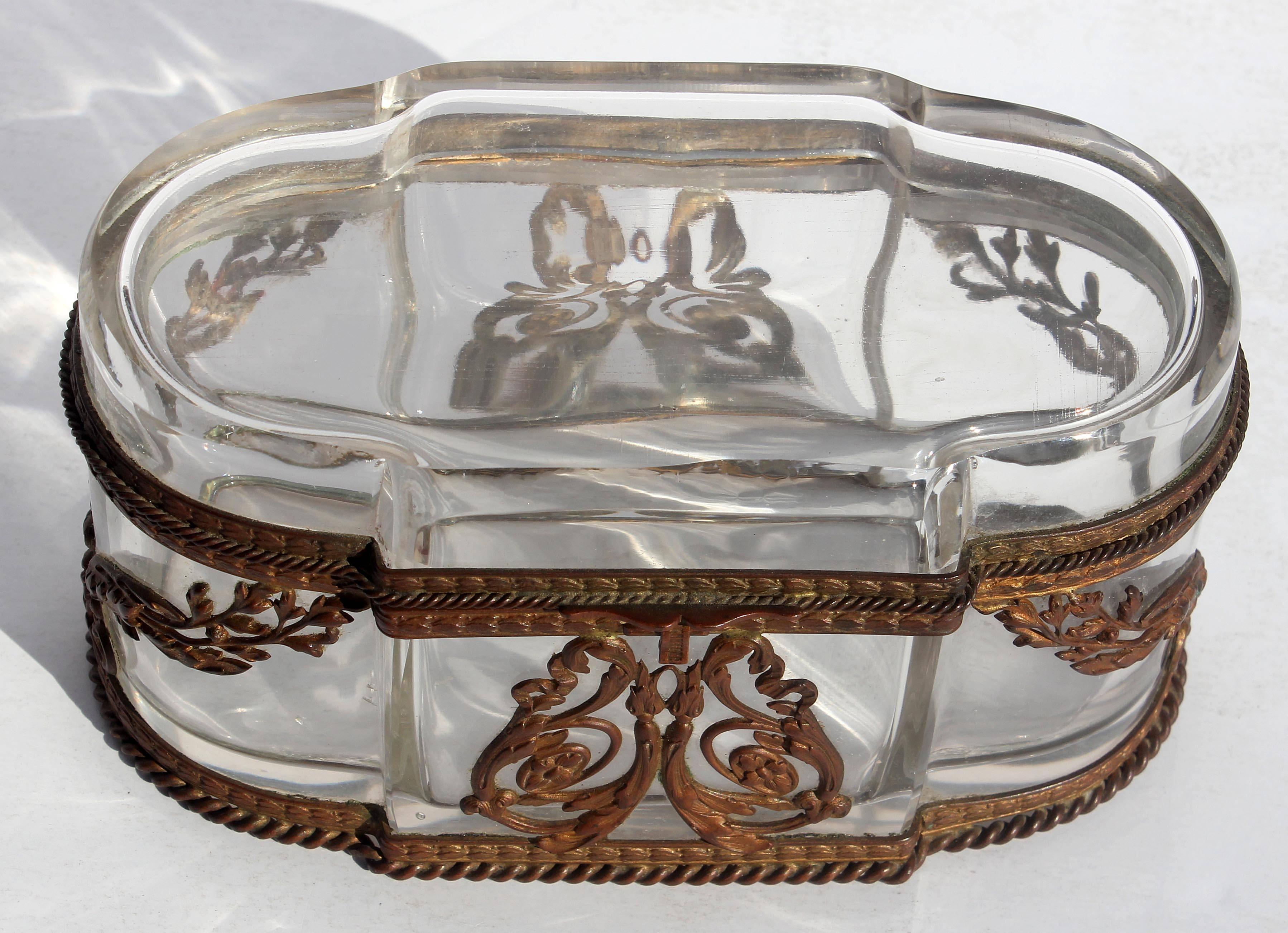 Bronze-mounted crystal trinket box. French, late 19th century.
