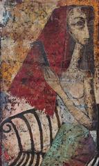 "Mexican Woman" Abstract Impressionist Oil Painting Dated 1959