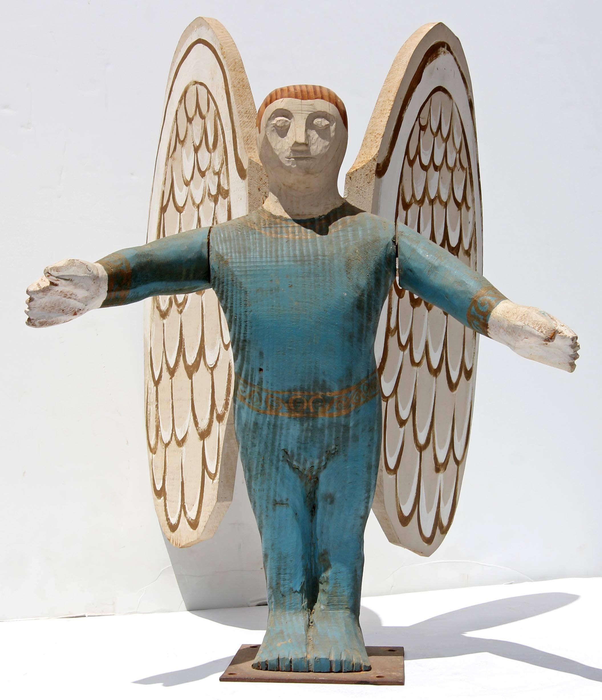 Hand-Carved Carved Sculpture Folk Art Angel Acrobats