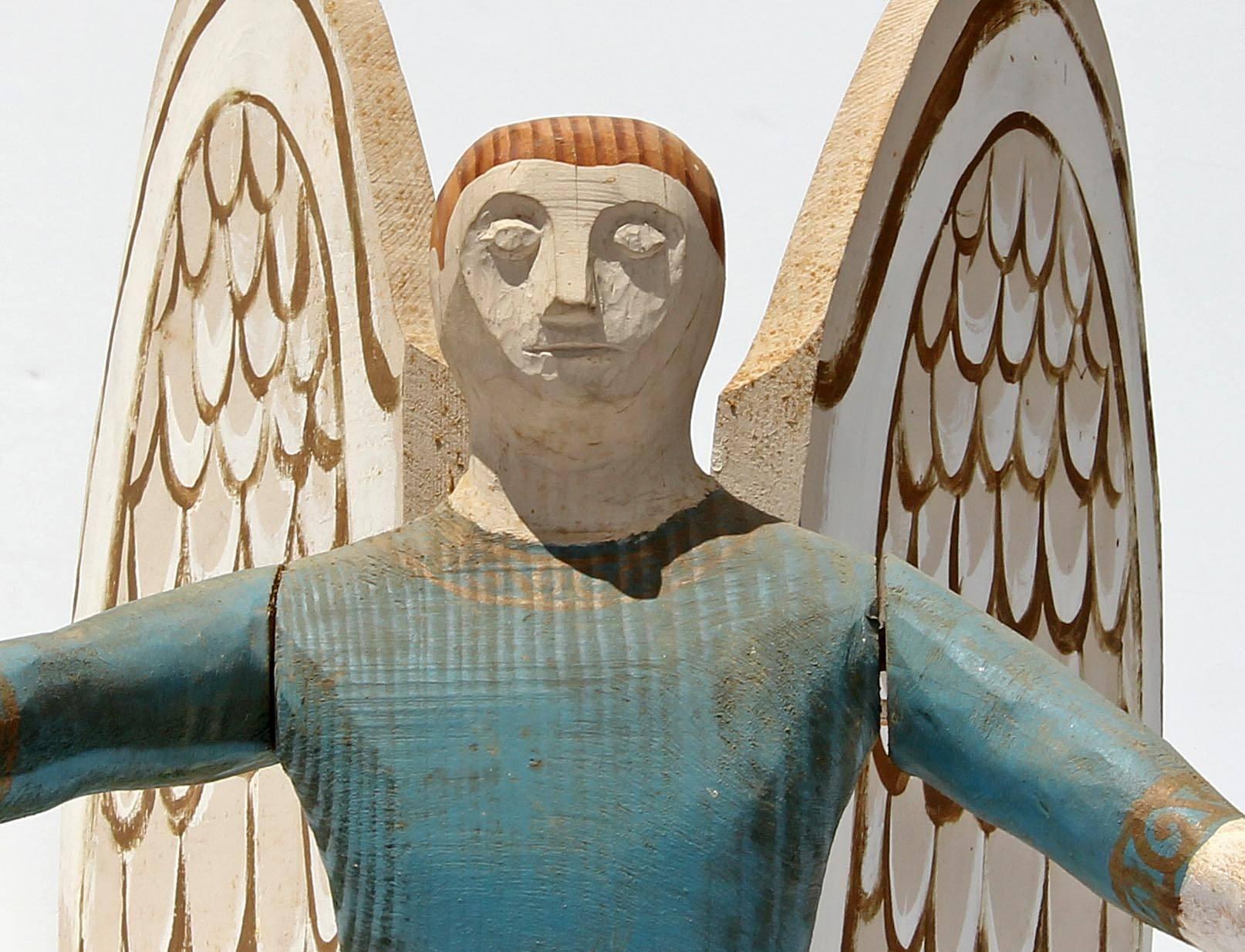 20th Century Carved Sculpture Folk Art Angel Acrobats