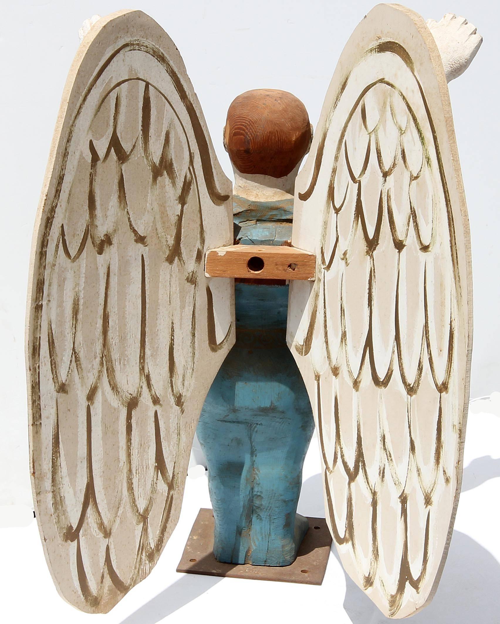 Pine Carved Sculpture Folk Art Angel Acrobats