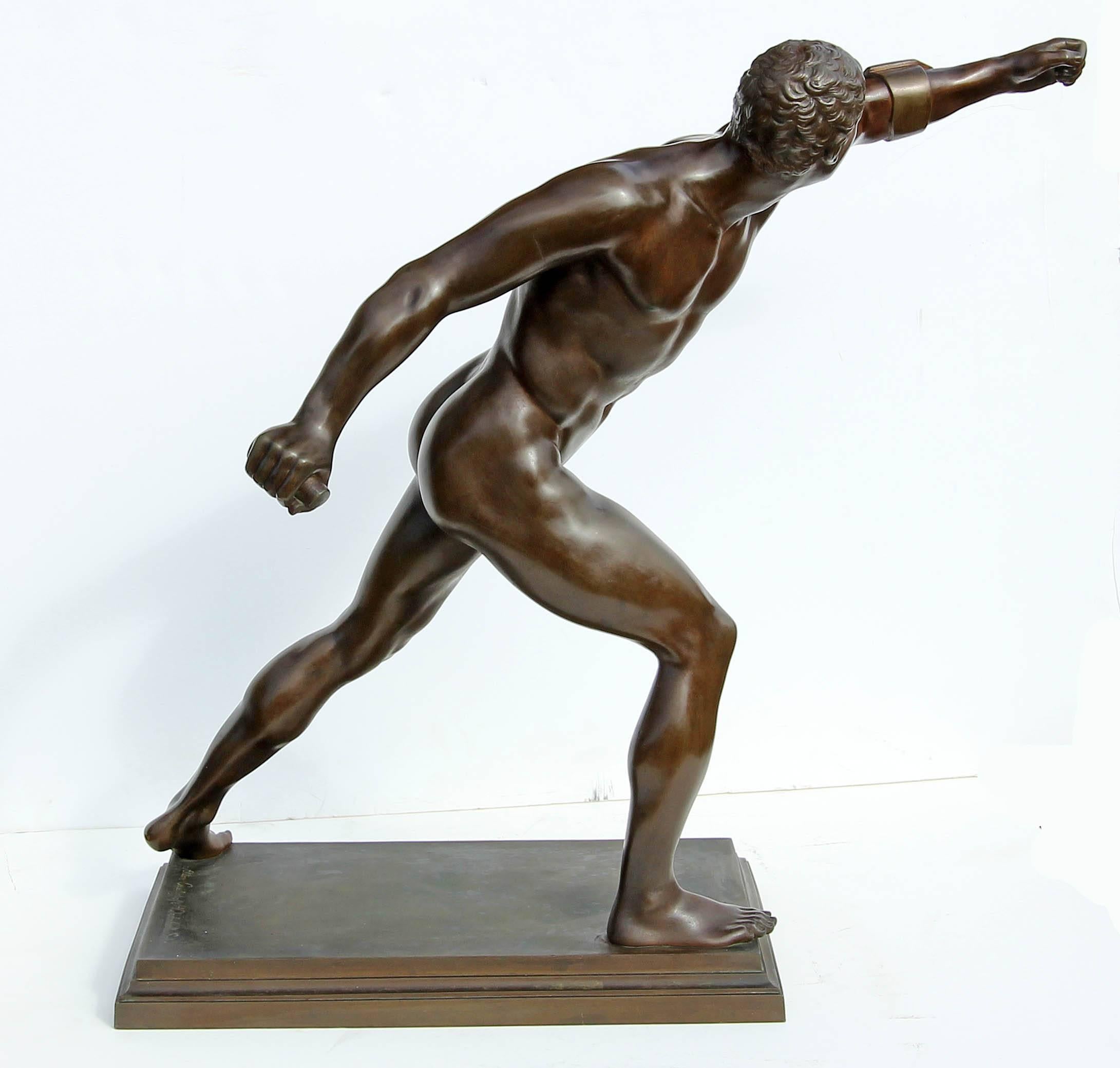 Grand Tour Bronze Sculpture the Borghese Gladiator In Excellent Condition In Rochester, NY