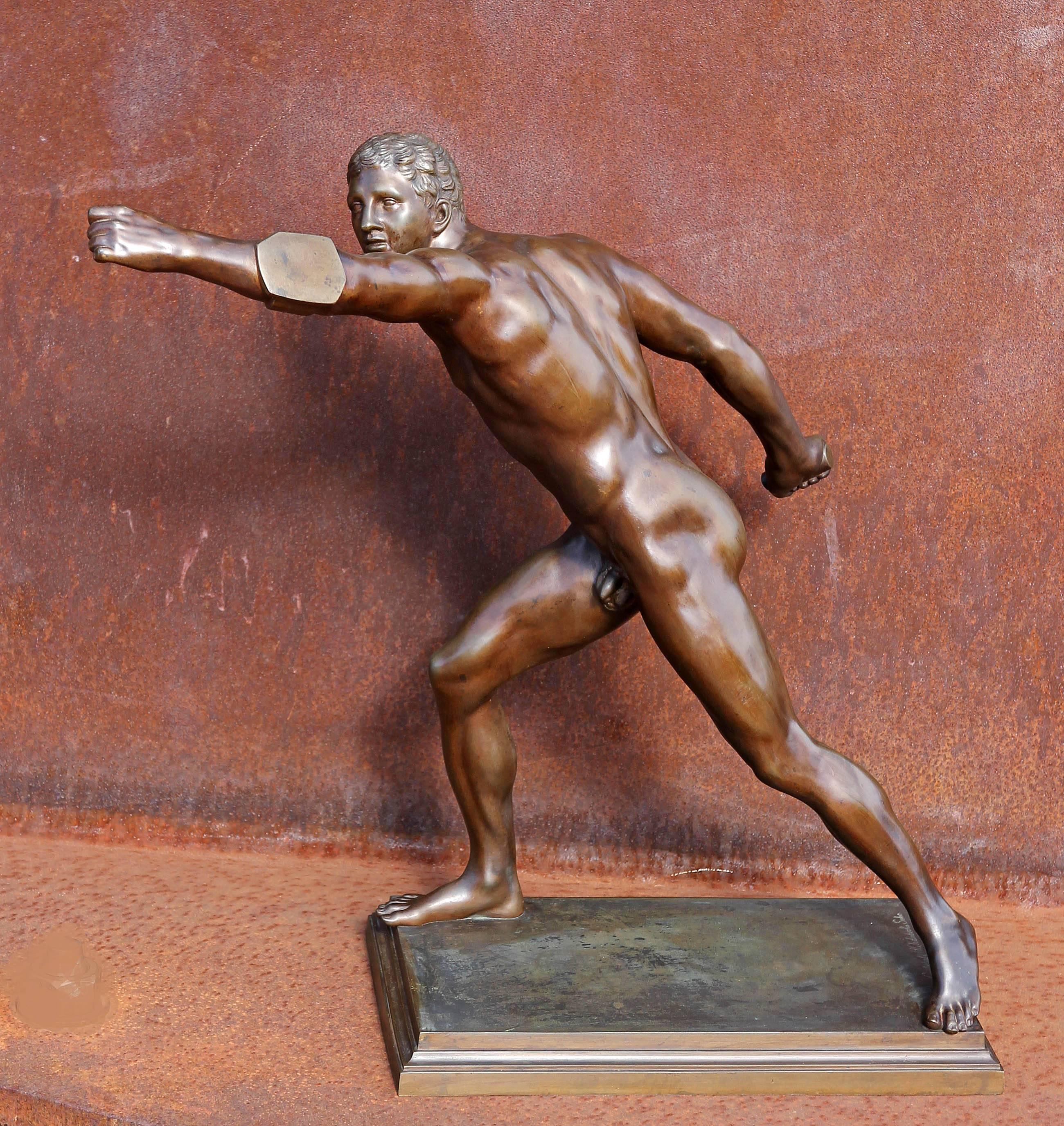 19th century bronze sculpture "The Borghese Gladiator", circa 1870s. Foundry mark for "Gladenbeck und Sohn". Gladenbeck foundry operated from 1851 until 1926. During the 75-year period when the foundry was in operation it was one