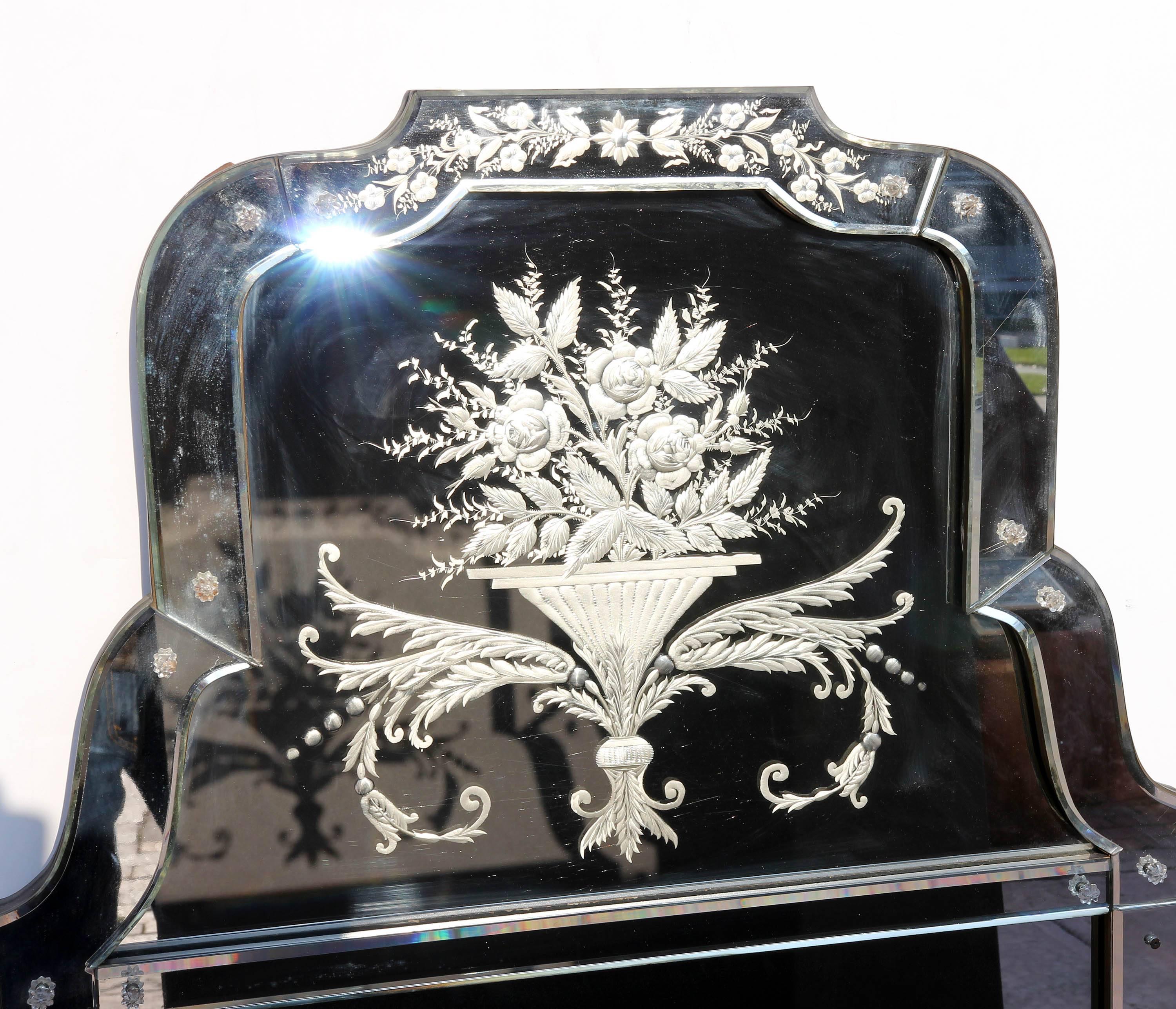 Etched Large Venetian Console Mirror