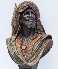 Pair of French Antique Orientalist Spelter Busts of Abyssinian Warriors
