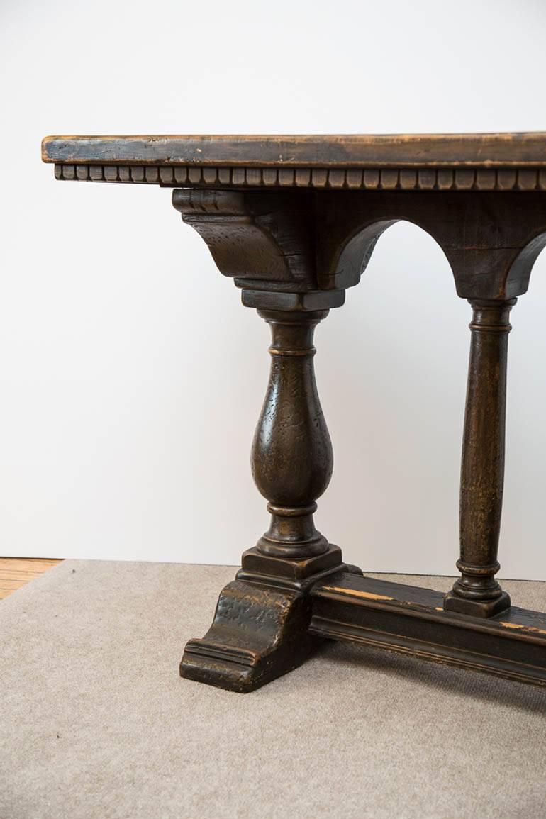 Italian Antique Baroque Style Console Trestle Table In Good Condition In Rochester, NY
