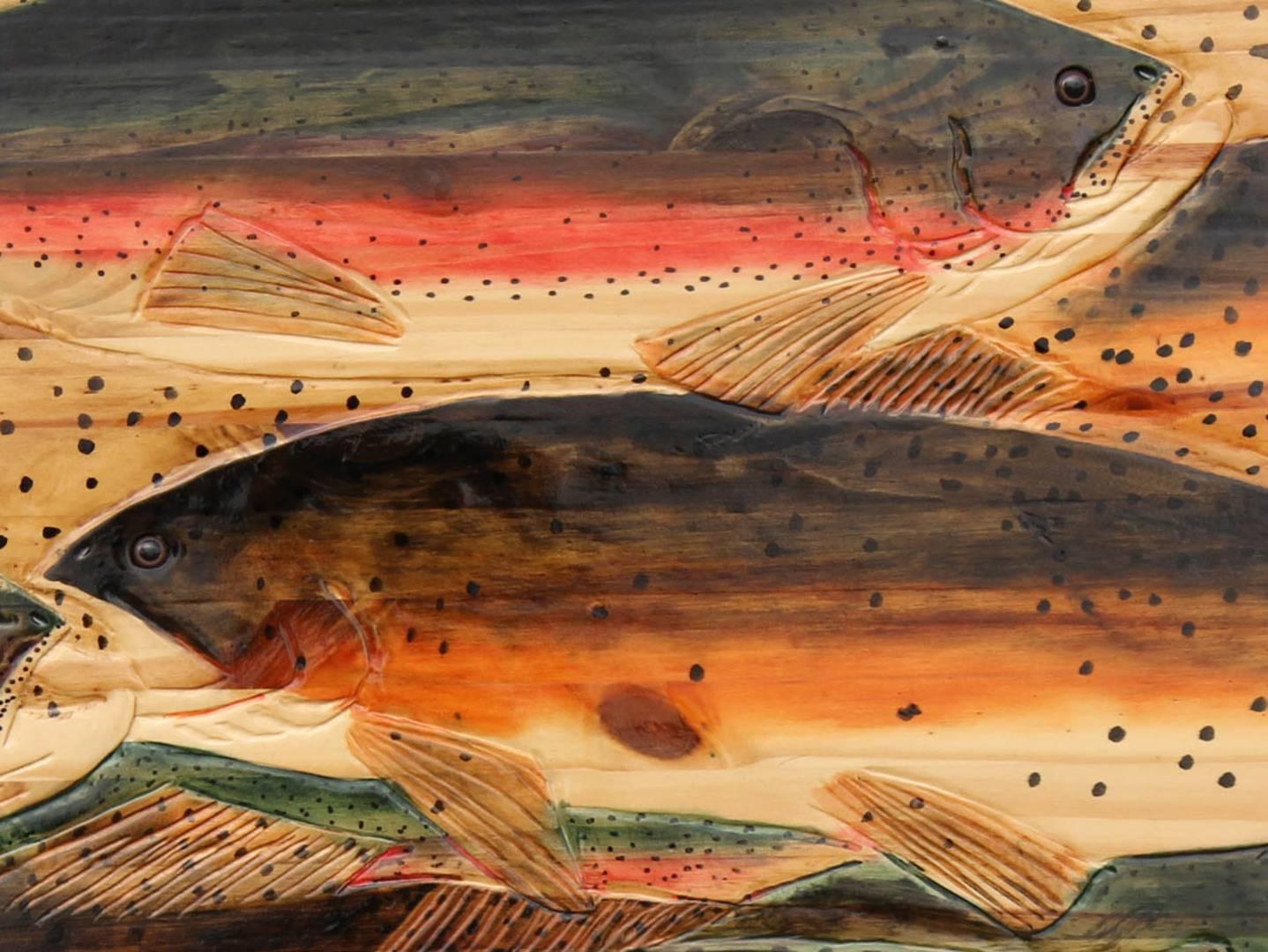 wood carved trout