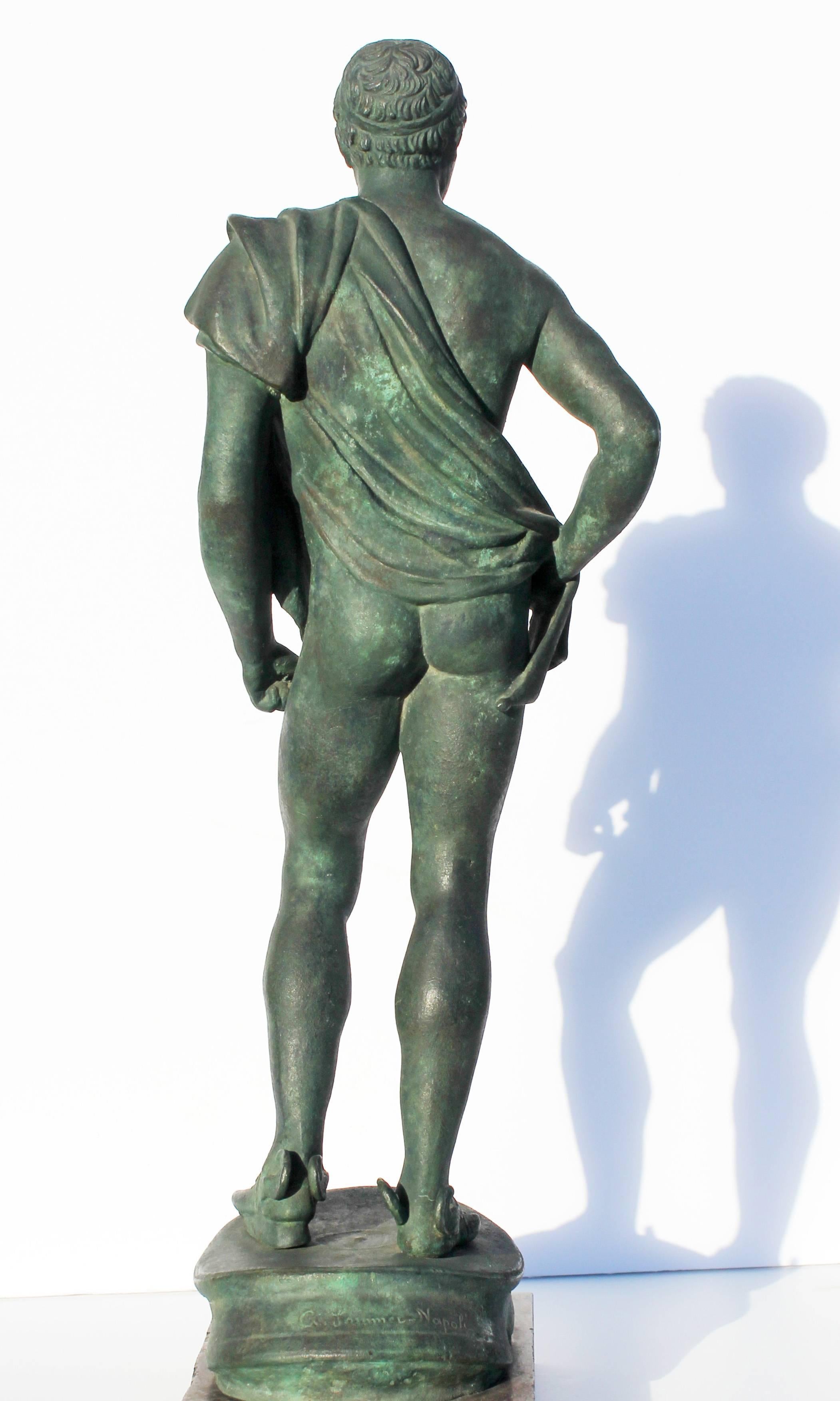 Italian bronze sculpture of Hermes after the antique. A Grand Tour sculpture cast by G. Sommer Naples.