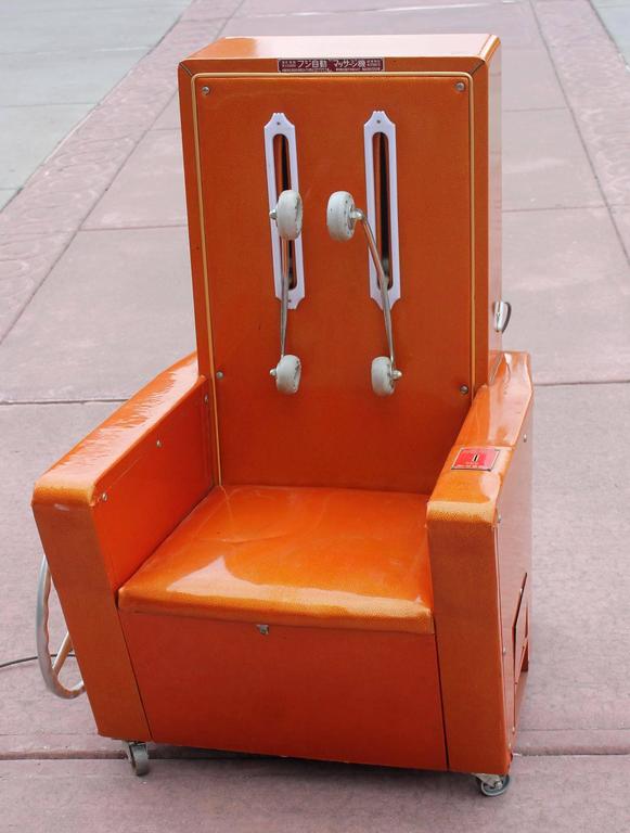 Vintage Japanese 1960s Tangerine Vinyl Shiatsu Coin Operated