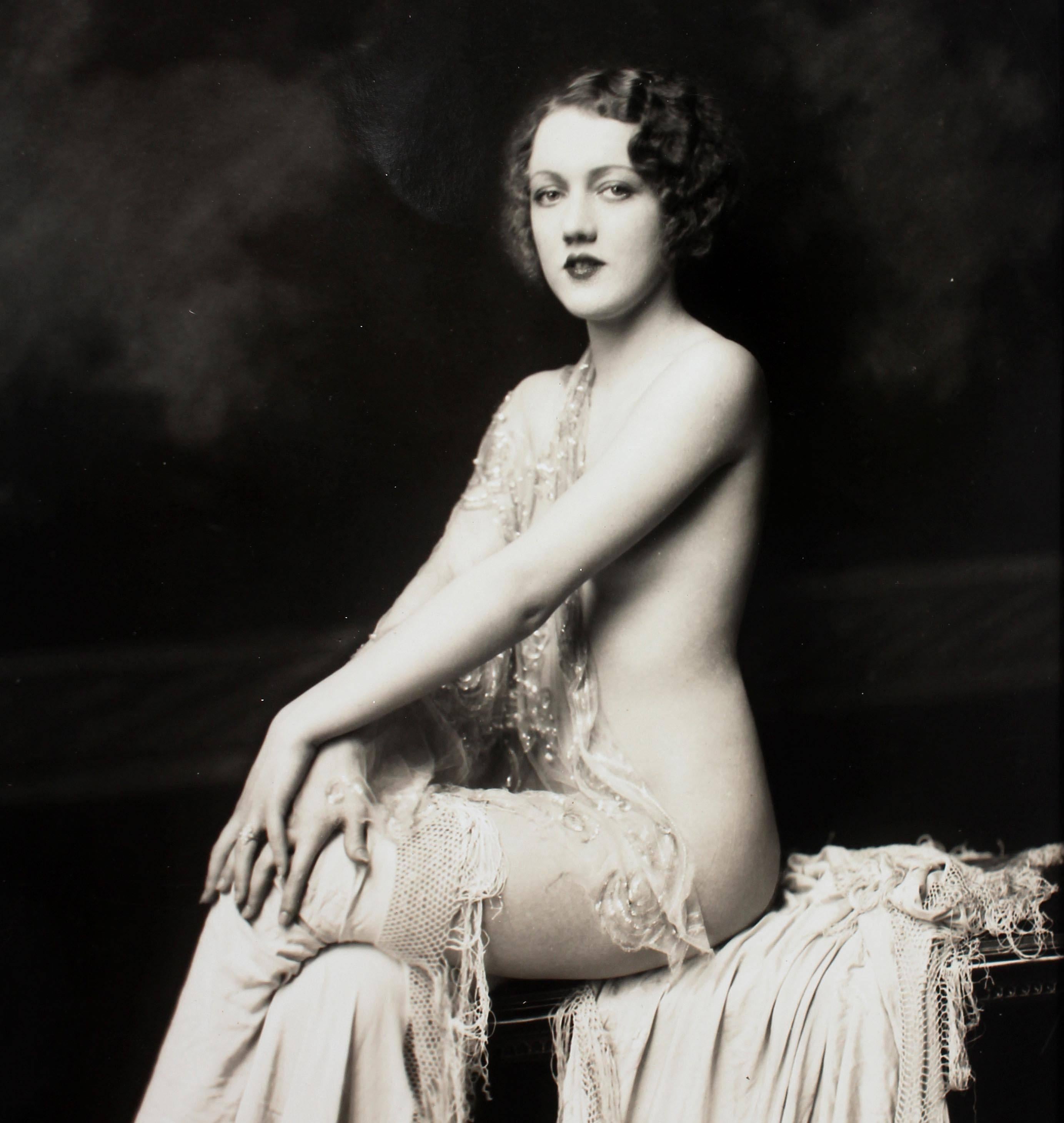 Photograph of Ziegfeld Follies  dancer Dorothy Graves, photography by Alfred Cheney Johnston. A rich image. From the estate of Alfred Cheney Johnston (American 1885-1971). Stamped and inscribed on reverse. Vintage early 20th century. 13" x