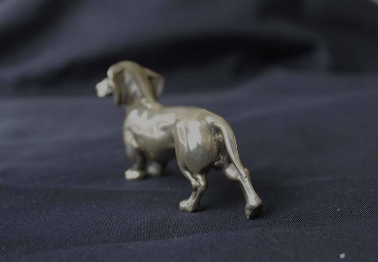 Italian Silver Sculpture. Dachsund by Romeo Miracoli at 1stDibs