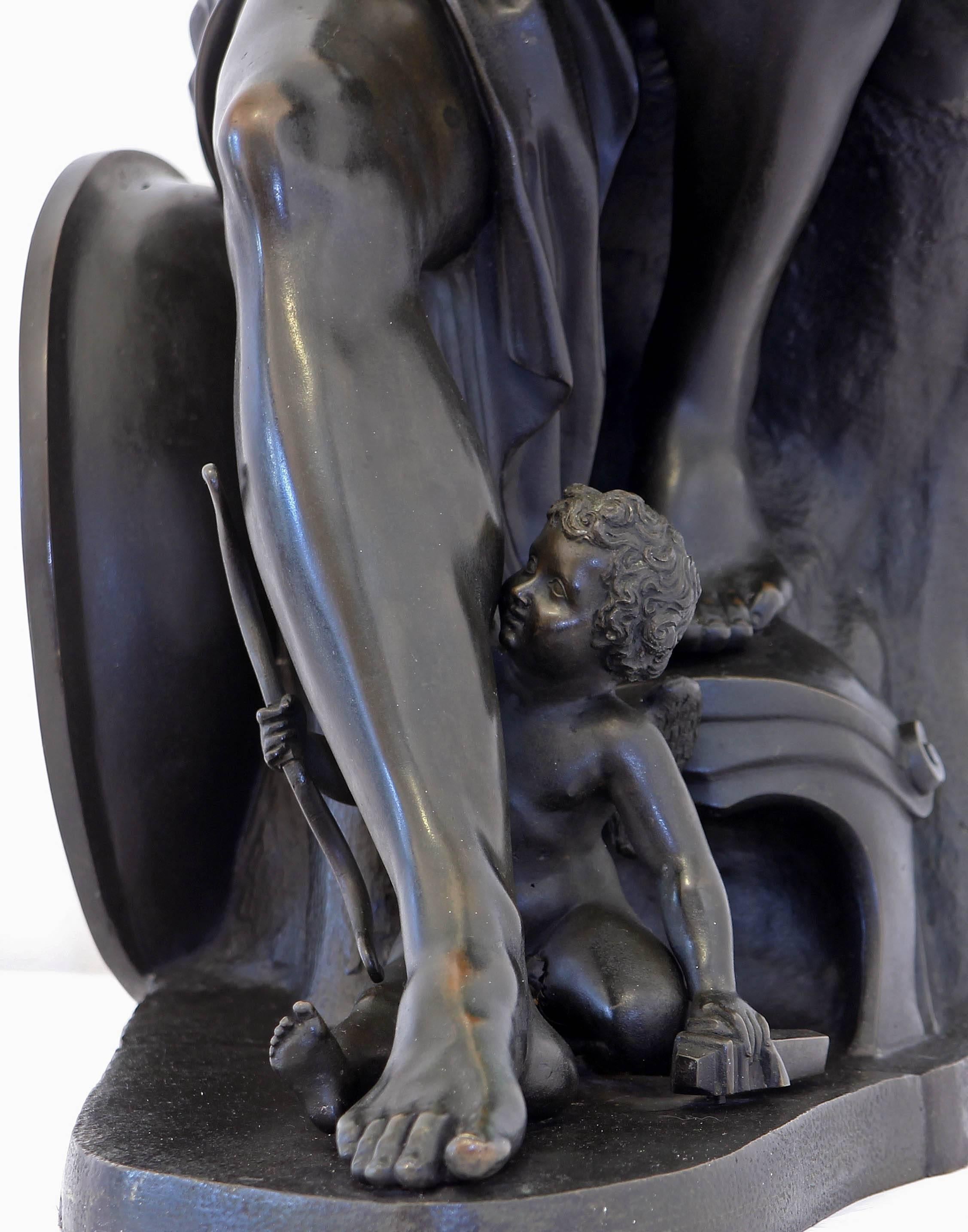 Large Antique Bronze Sculpture of Roman Gods Mars and Eros In Good Condition In Rochester, NY