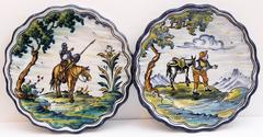 Eight Talavera Majolica Plates Depicting Don Quixote and Sancho Panza