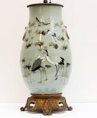 Antique Decorated Celadon Table Lamp
