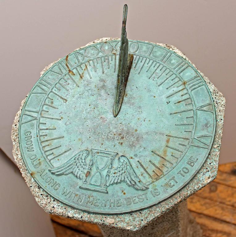 Antique Garden Sundial "Grow Old with Me the Best is Yet to Be" at 1stDibs