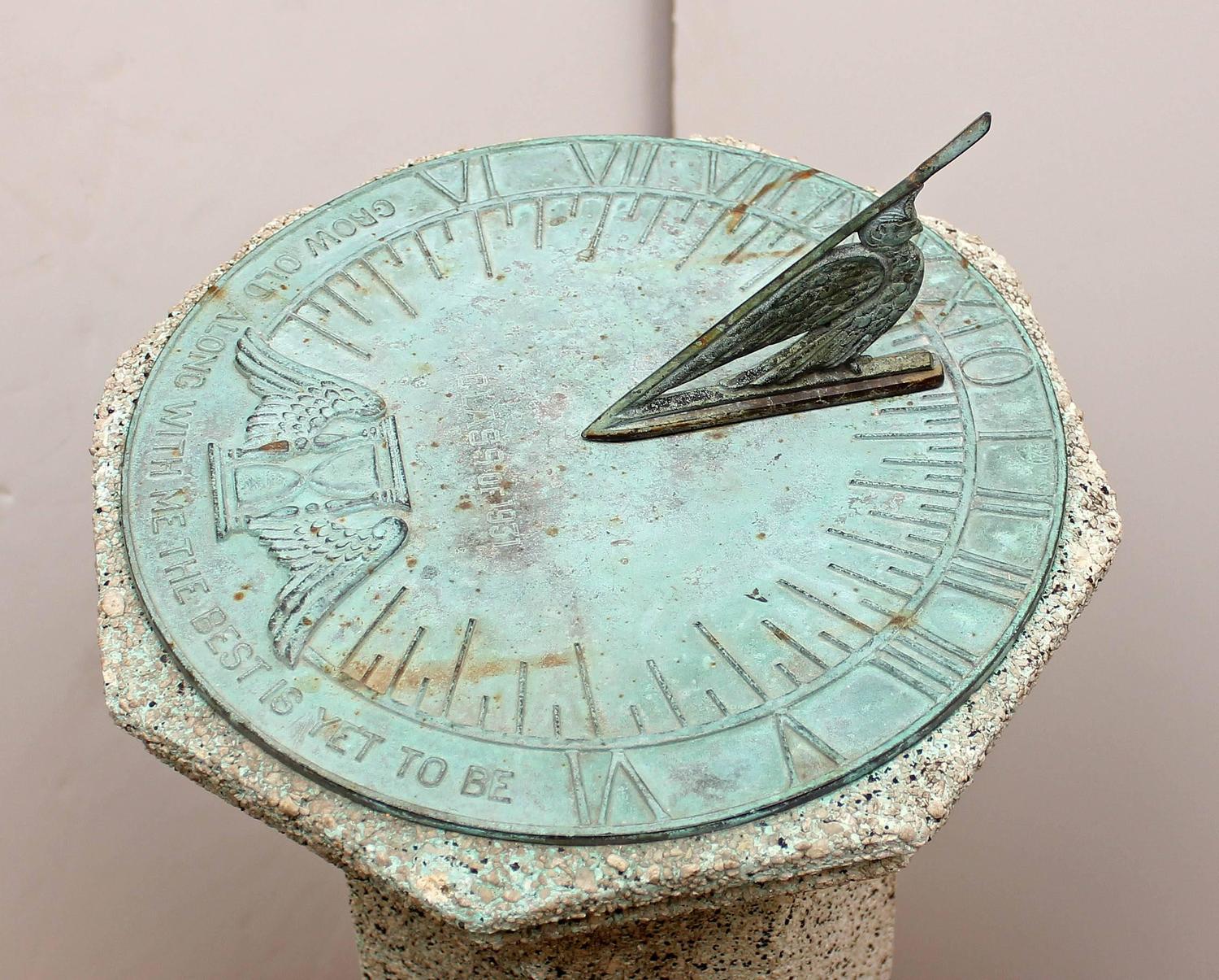 Antique Garden Sundial "Grow Old with Me the Best is Yet to Be" at 1stdibs