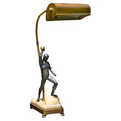 Antique Piano Lamp with Figure of Atlas Circa 1920's