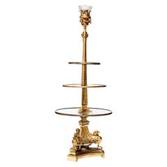 French Antique Gilt Bronze Three-Tier Table Lamp