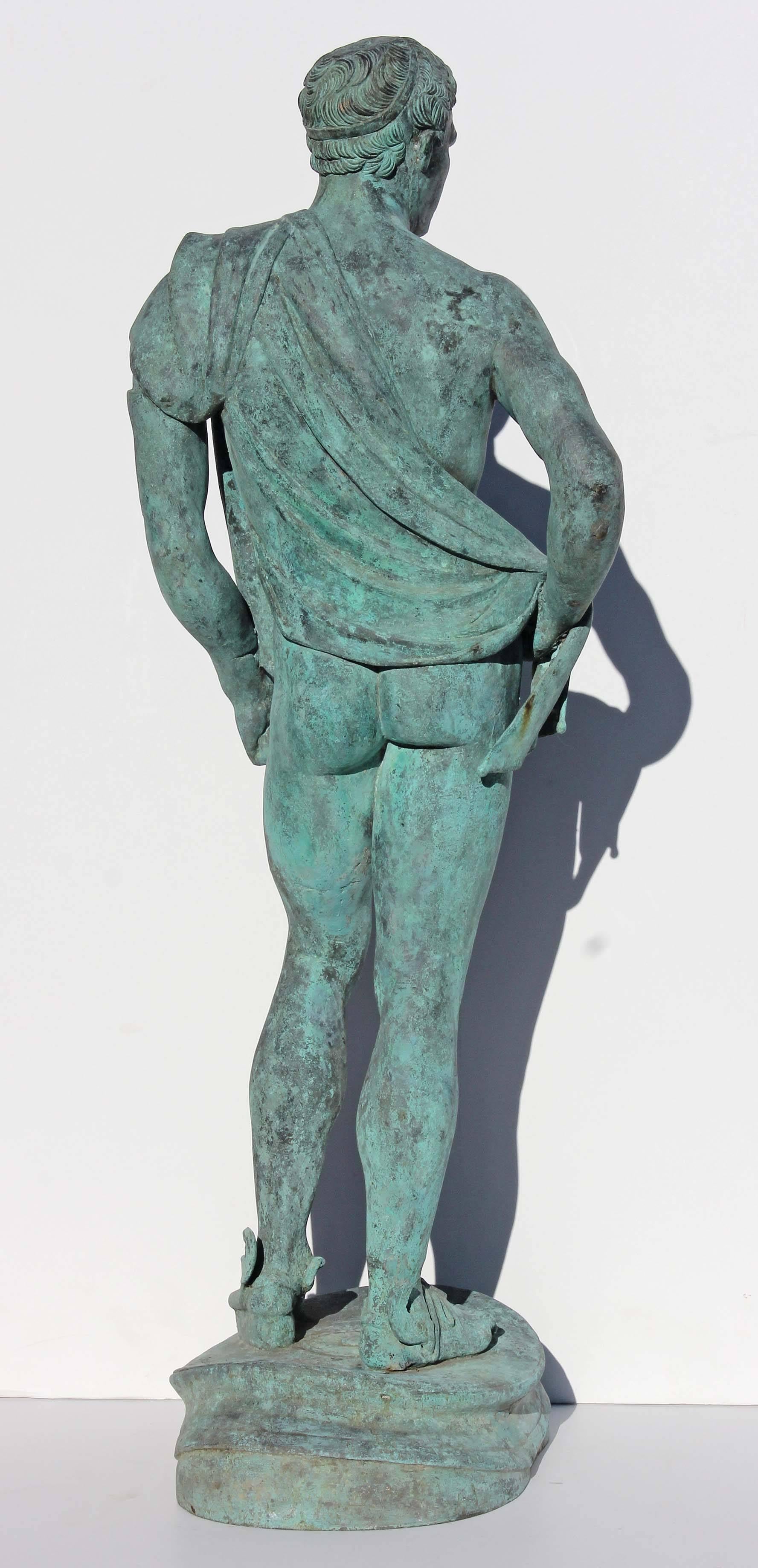 Classical Roman Large Bronze Sculpture  of Hermes