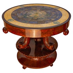 Antique Italian Neoclassical Sgagliola Table with Carved Dolphin Base circa 1810