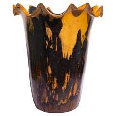 Vaso intagliato in legno di cocobolo, stile Mid-Century Modern