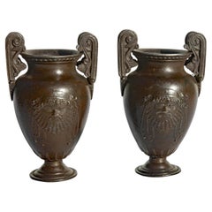 Pair of Cabinet Size Roman Classical Urns or Vases