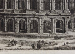Antique Architectural Etching of the Roman Colosseum by Luigi Rossini Dated 1821