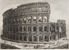 Antique Architectural Etching of the Roman Colosseum by Luigi Rossini Dated 1821