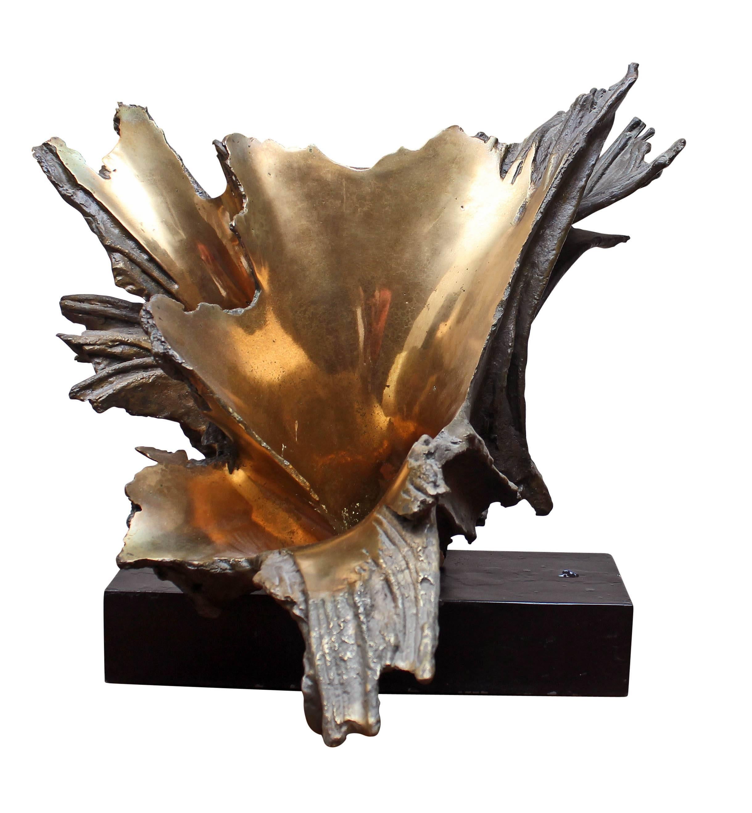 bronze flower sculpture