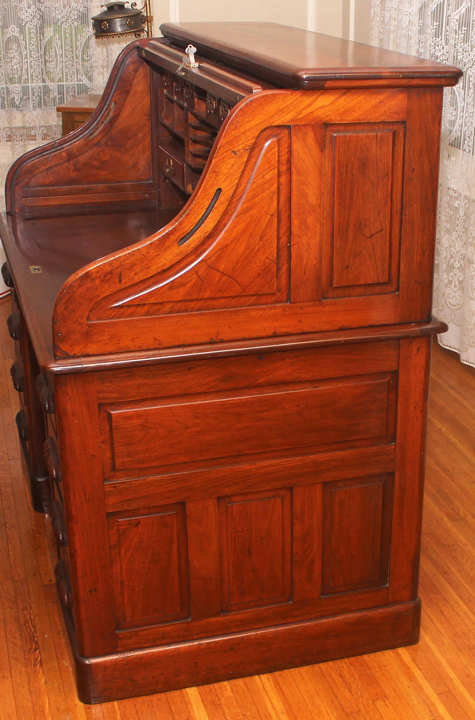 Walnut Roll Top Desk at 1stDibs