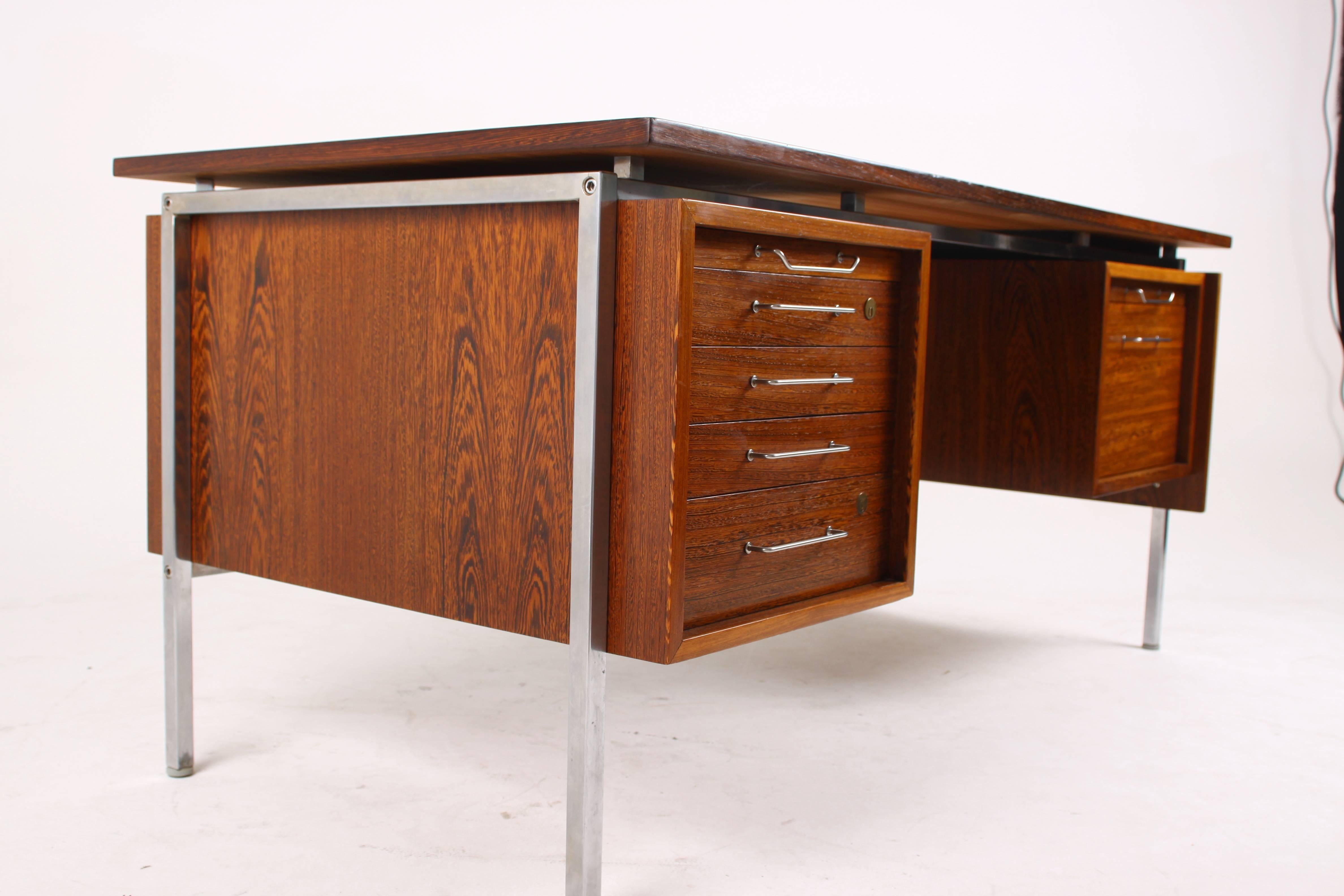 Mid-Century Modern Vintage Large Executive Wenge Desk, Attributed to Fabricius Kastholm, Danish For Sale