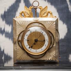19th Century Empire style Ormolu and Mother of Pearl miniature wall clock  