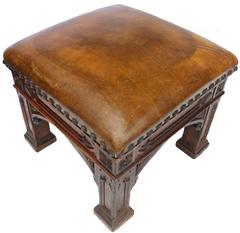 Early 19th Century Golden Oak Gothic Revival Stool