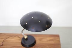 Huge Black Table Lamp with Chrome, Copper and Brass Details