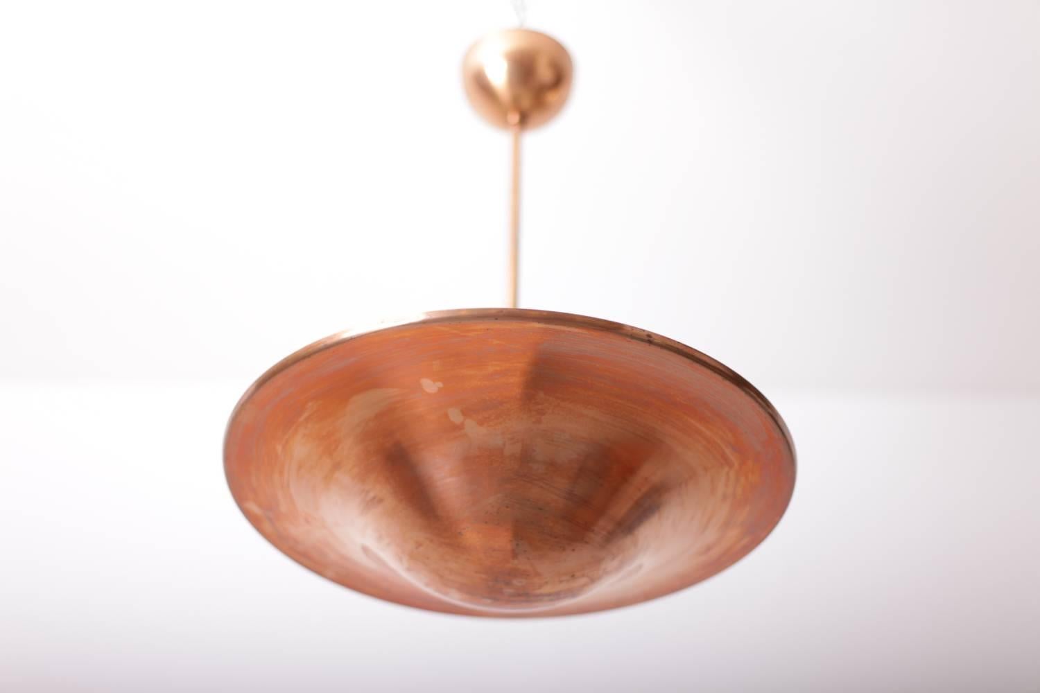 Art Deco Copper Pendant Lamp from the 1930s, Functionalism, in Excellent Condition