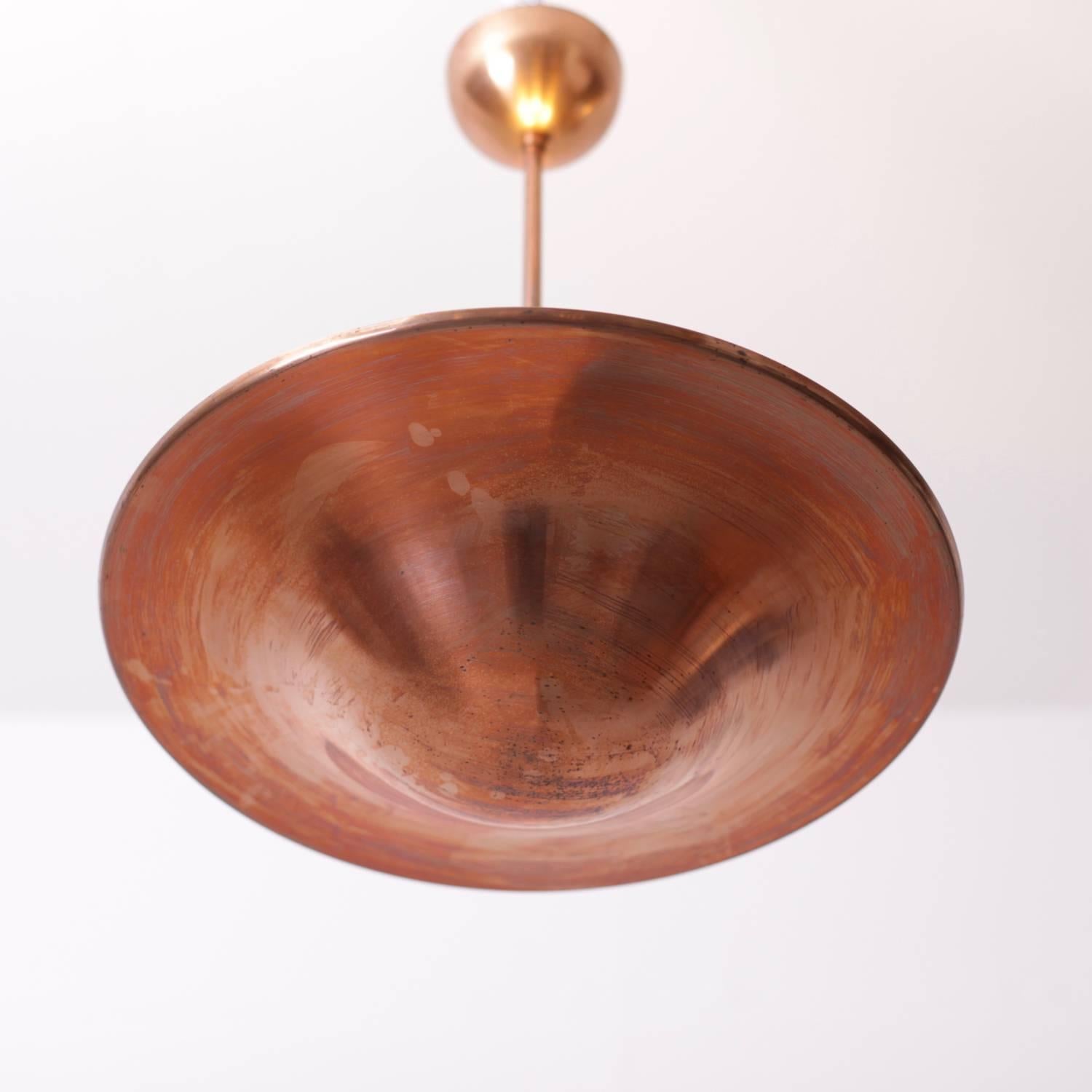 German Copper Pendant Lamp from the 1930s, Functionalism, in Excellent Condition