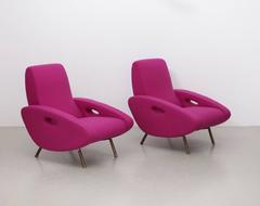 Ultra Rare Fuchsia Magenta Sofa and Armchair Set by Maurice Mourra Freres
