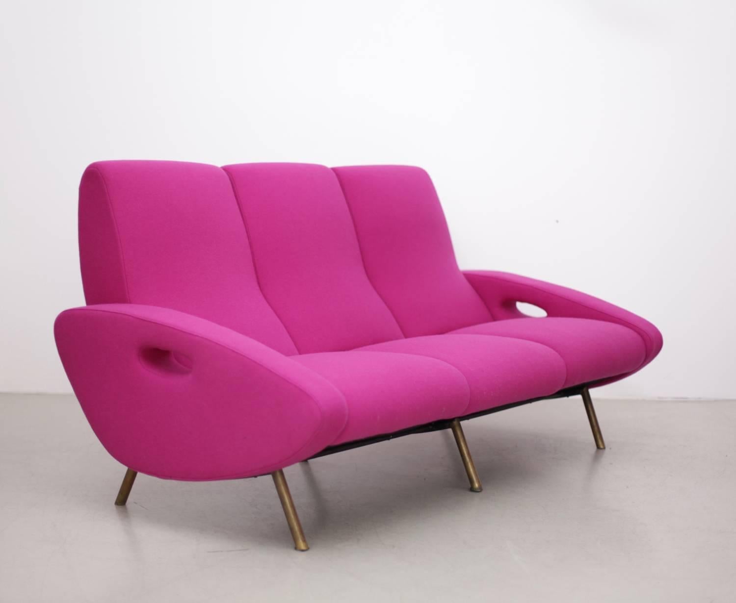 Mid-Century Modern Ultra Rare Fuchsia Magenta Sofa and Armchair Set by Maurice Mourra Freres For Sale