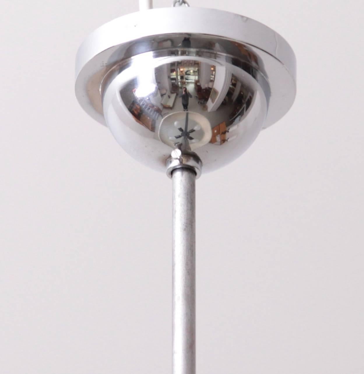 Art Deco 1930s Chrome and Glass Pendant Lamp by Josef Hurka for Napako, 1 of 2