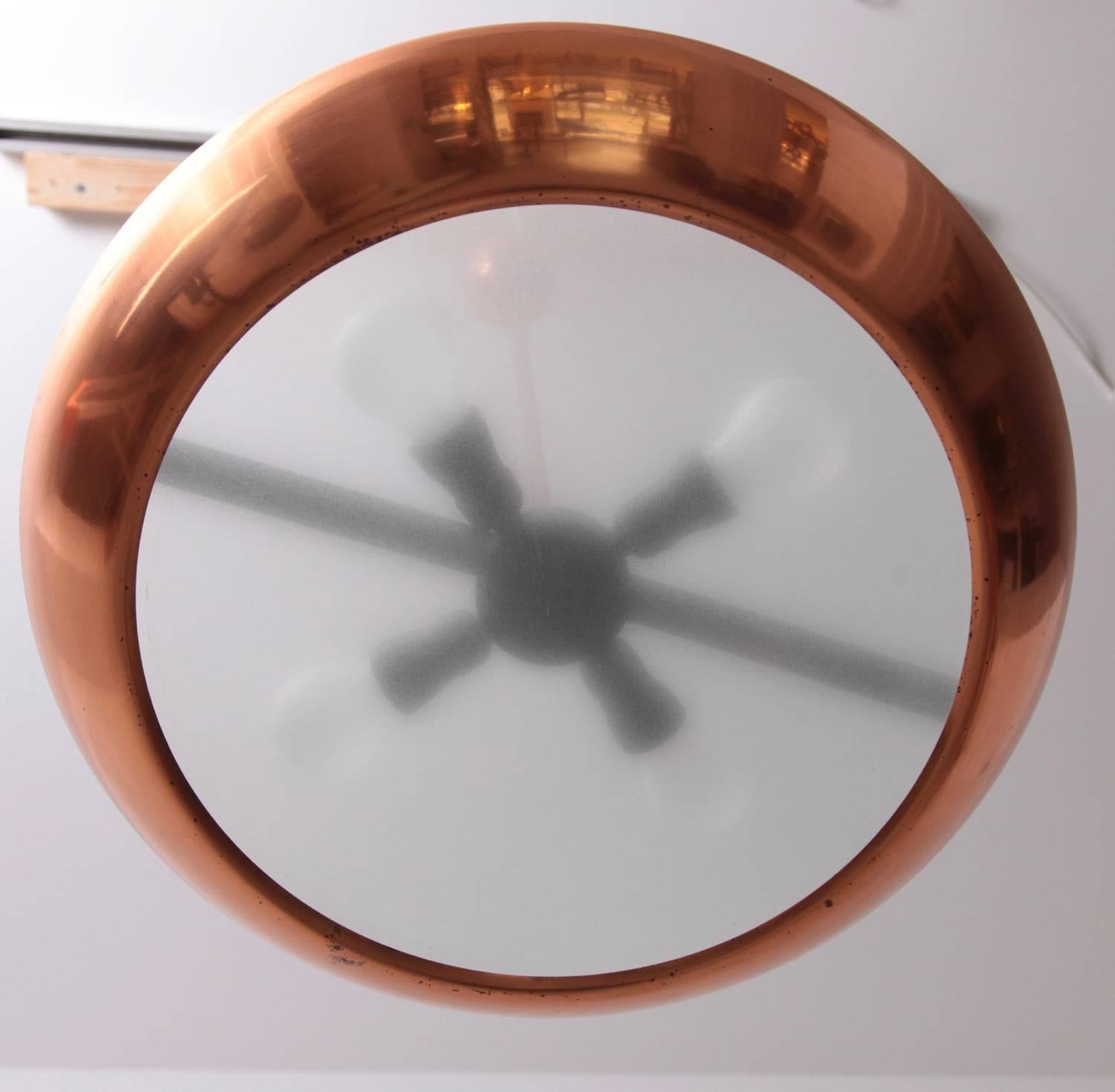 1930s Copper and Glass Pendant Lamp by Josef Hurka for Napako, 1 of 2 In Good Condition For Sale In Berlin, DE