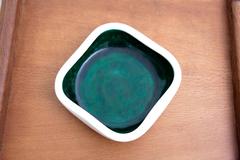 Beautiful Ceramic Bowl by Keramos Sèvres in Off-White and Green, France, 1950s