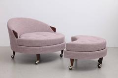 New Upholstered Adrian Pearsall Havana Lounge Chair and Ottoman