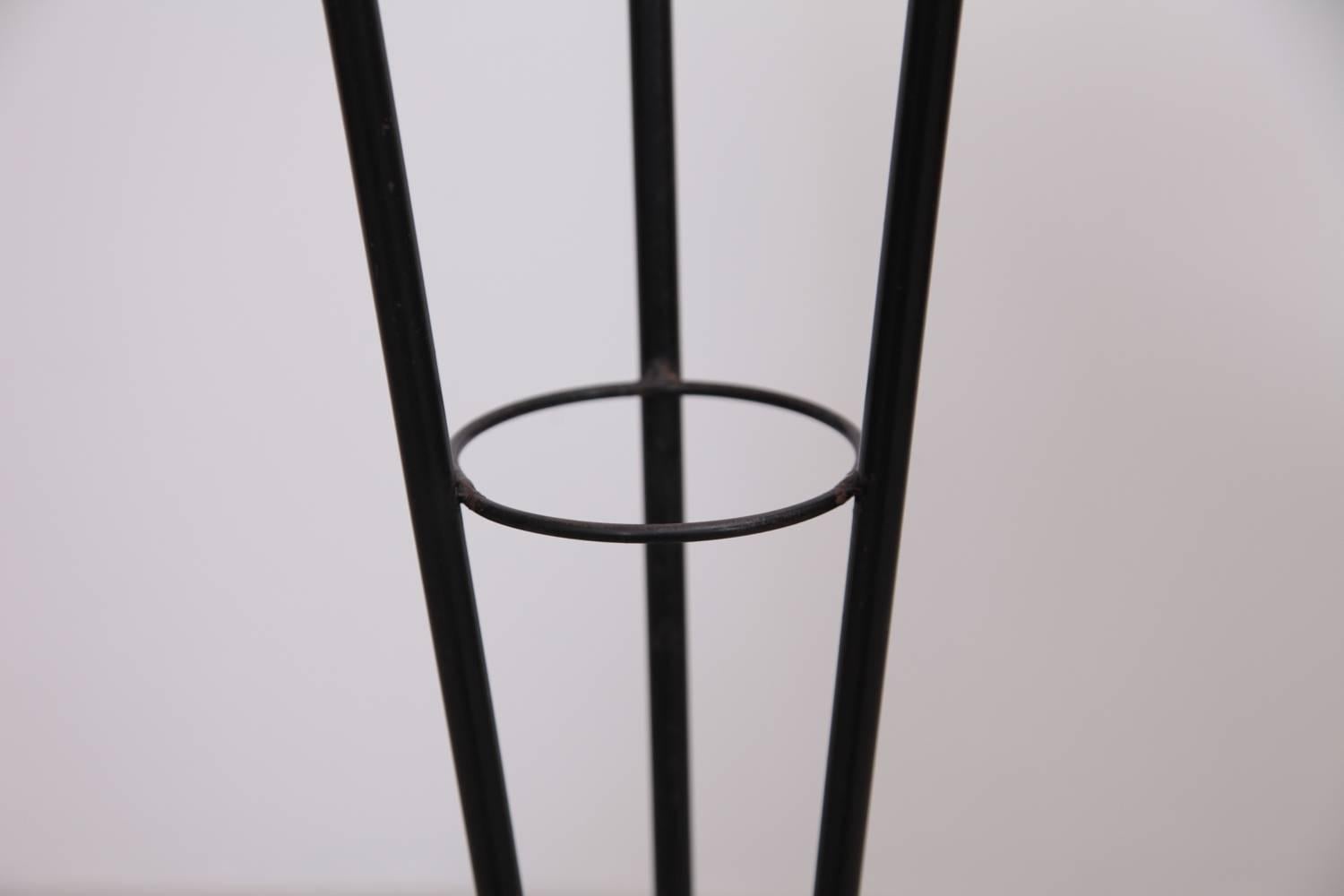 French Modern 1950s Tripod Floor Lamp with New Shades In Excellent Condition In Berlin, DE