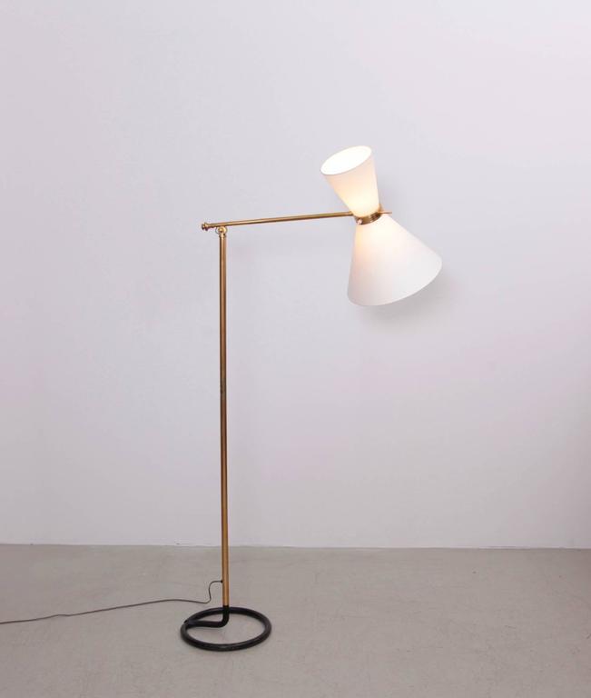 Rare Mid-Century Diabolo Floor Lamp in Metal and Brass by Stablet ...