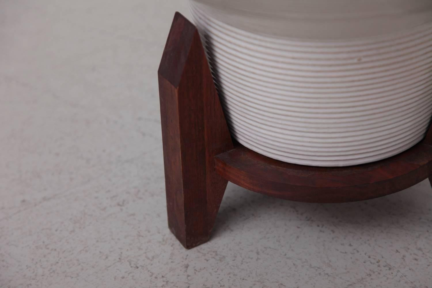 American Huge Architectural Ceramic Planter with Stand by Zanesville, USA, 1960s