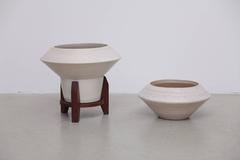 Huge Architectural Ceramic Planter with Stand by Zanesville, USA, 1960s